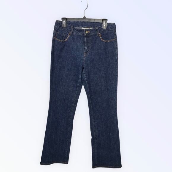 Nordstrom Rhinestone Amber Embellished Straight Leg Jeans Size 10 - Picture 4 of 7